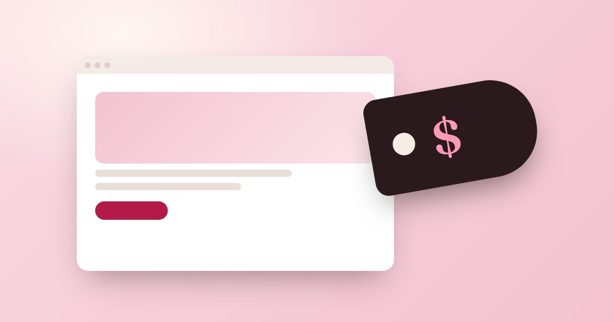 Illustration of a website with a price tag