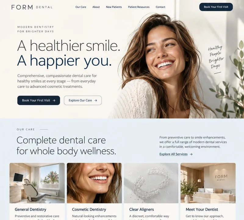 Form Dental sample website design