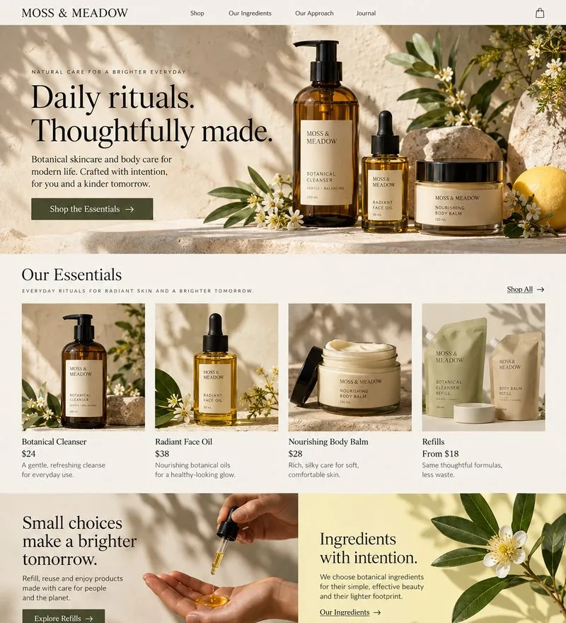 Moss & Meadow sample website design