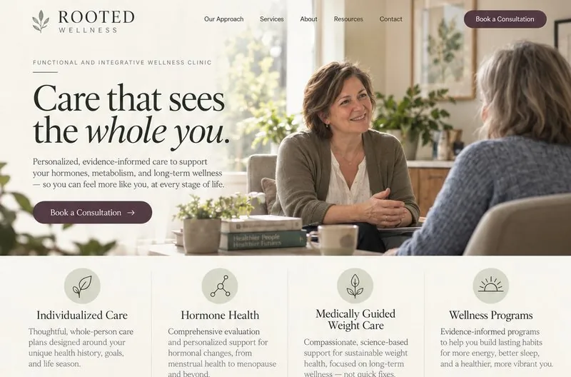 Rooted Wellness sample website design